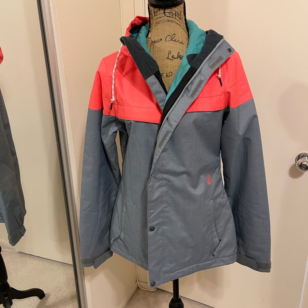 Volcom Women's Ski Jacket - Coral and Gray